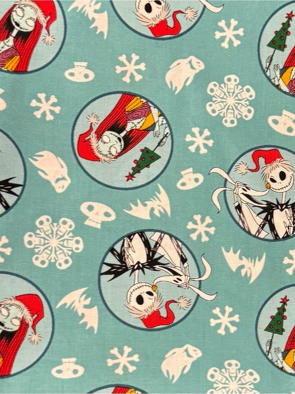 Disney Holiday Nightmare Before Christmas Cotton Fabric Blue/Teal 3 yds 44/45”